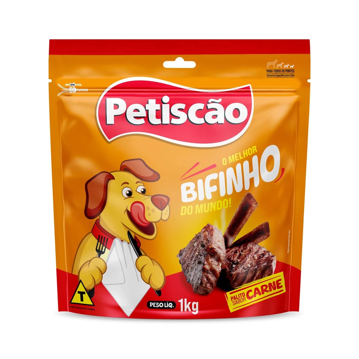 Bifinho Petiscão Palito Mastigável Cães Sabor Carne 1kg