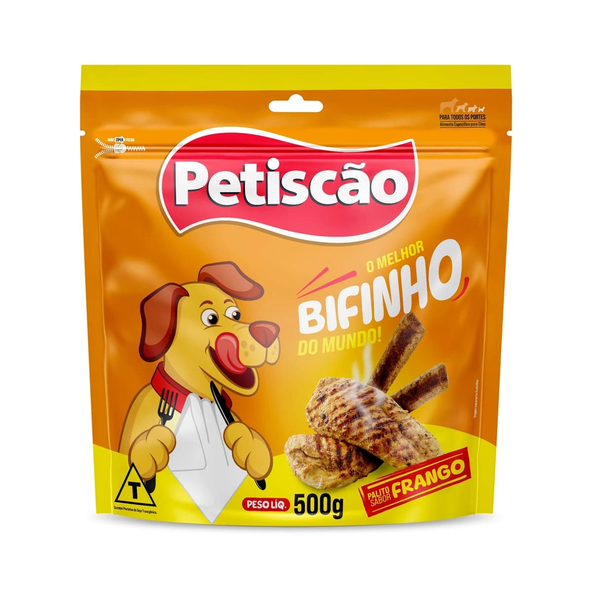 Bifinho Petiscão Palito Mastigável Cães Sabor Frango 500g
