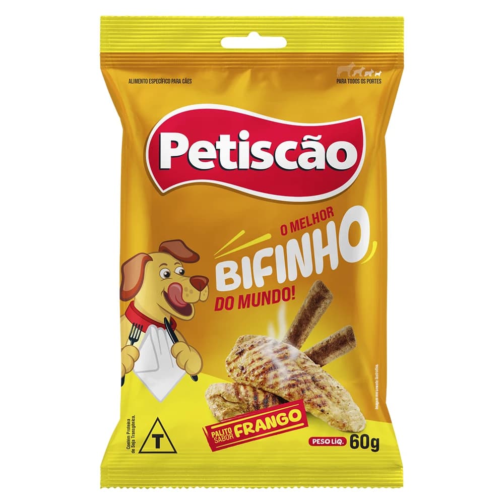 Bifinho Petiscão Palito Mastigável Cães Sabor Frango 60g