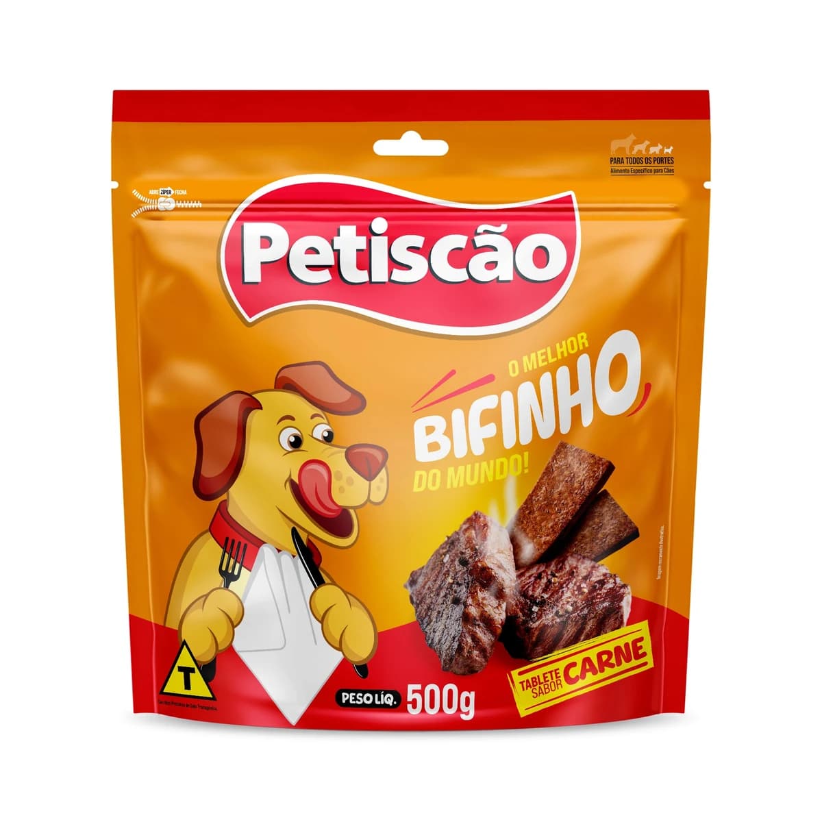 Bifinho Petiscão Tablete Mastigável Cães Sabor Carne 500g