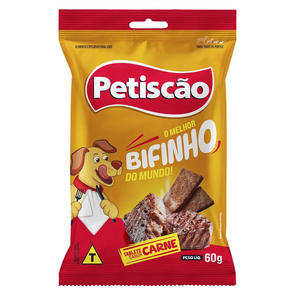 Bifinho Petiscão Tablete Mastigável Cães Sabor Carne 60g