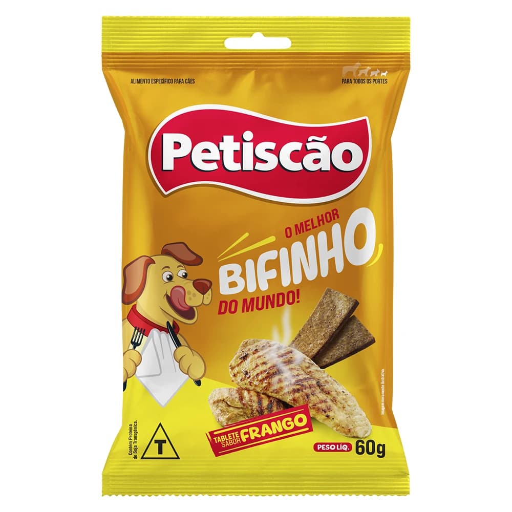 Bifinho Petiscão Tablete Mastigável Cães Sabor Frango 60g