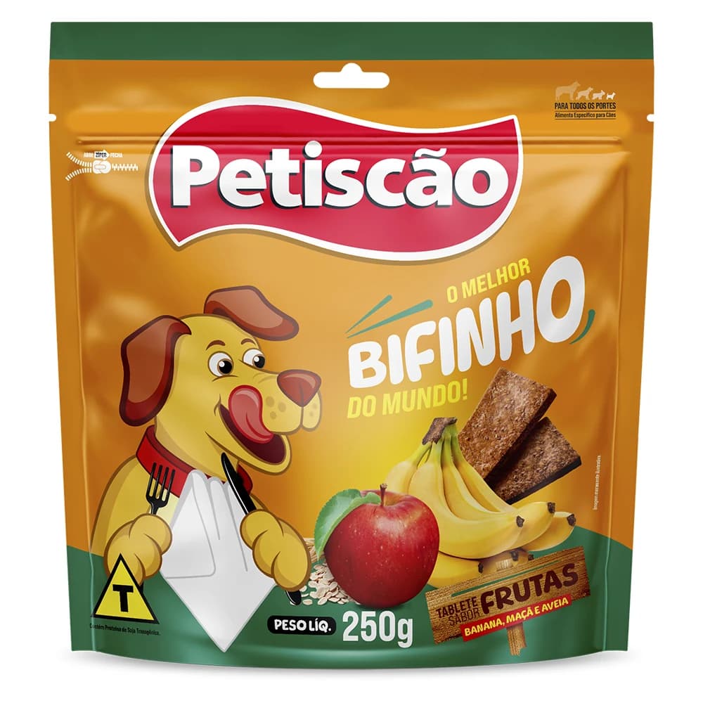 Bifinho Petiscão Tablete Mastigável Cães Sabor Frutas 250g