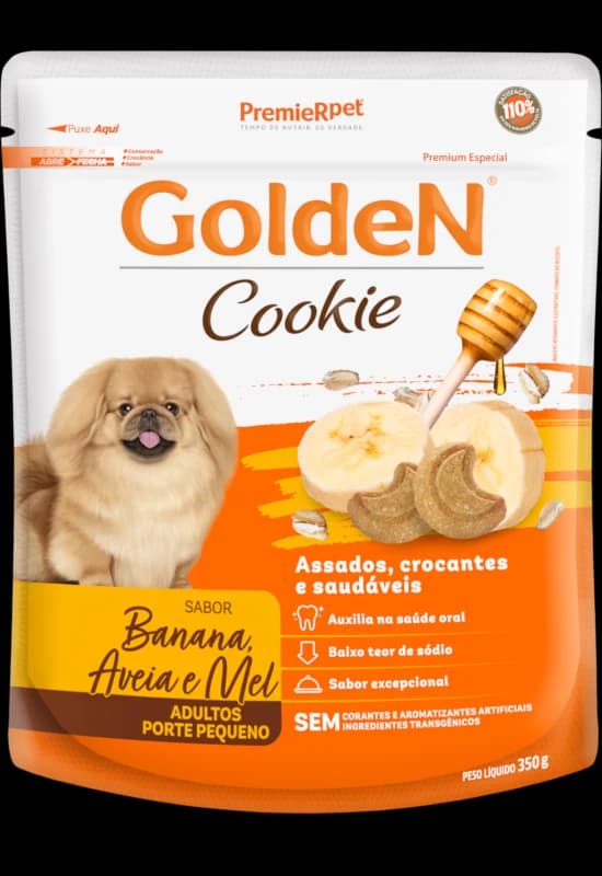 Biscoito Golden Cookie Cães Adultos Porte Pequeno Banana, Aveia e Mel 350g