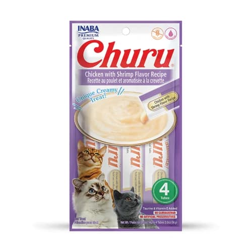 Churu Inaba Gatos Frango com Camarão 4 Tubos 56g