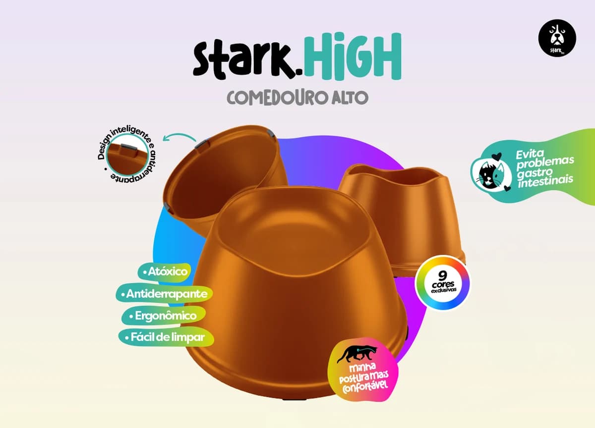 Comedouro Alto Stark.HIGH Gatos 200ml Verde Neon