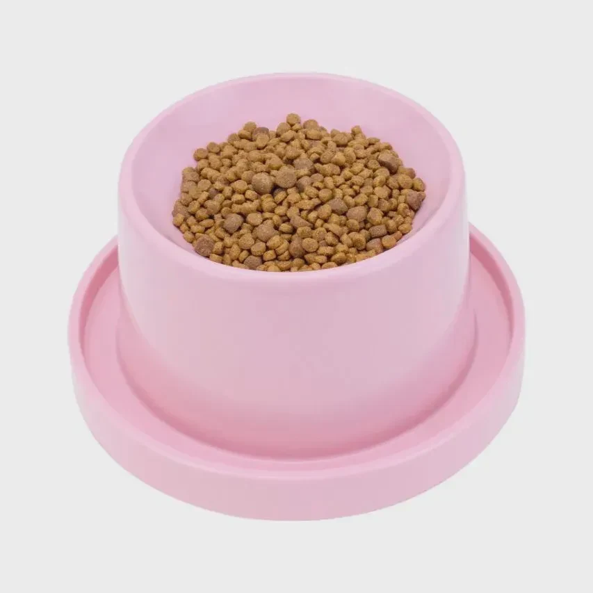 Comedouro Elevado Gatos Filhotes Rosa 100ml