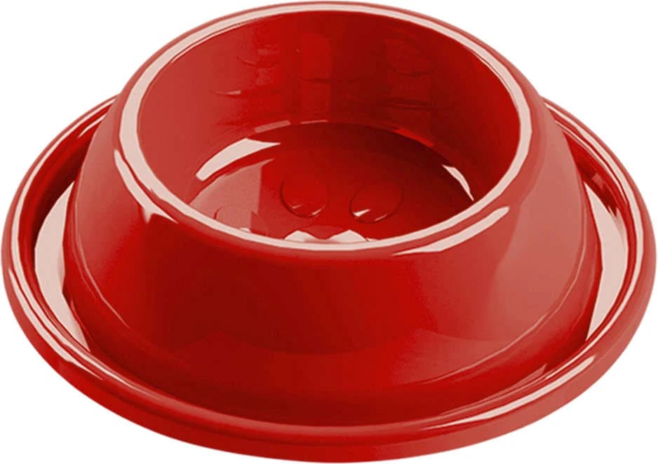 Comedouro Plástico Cães Porte Grande Vermelho 1900ml