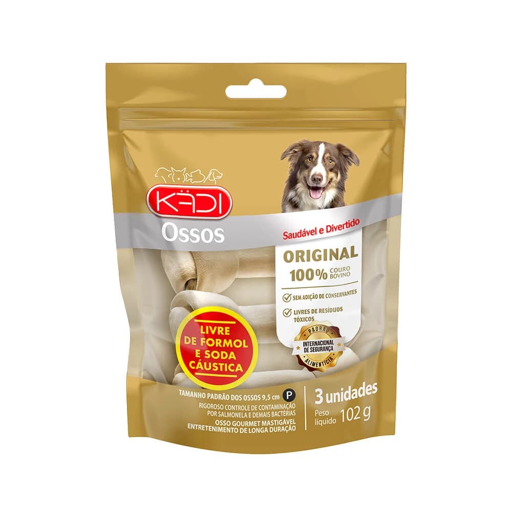 Osso Kädi Original 100% Couro Bovino Pequeno 3 Unidades