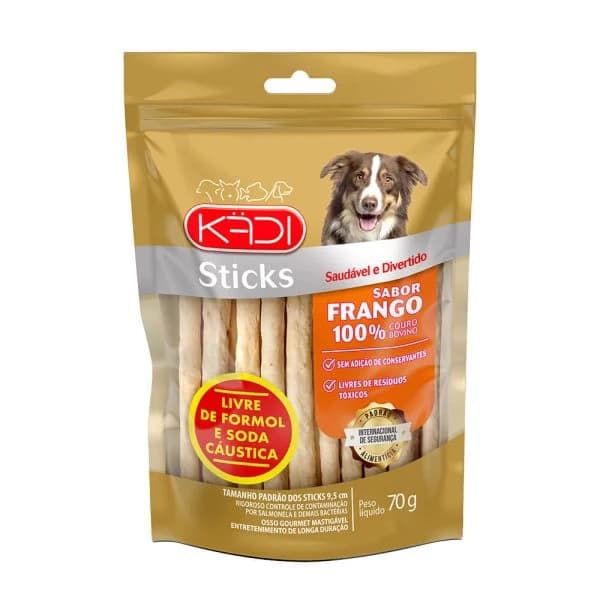 Petisco Kädi Stick 100% Couro Bovino Sabor Frango 70g