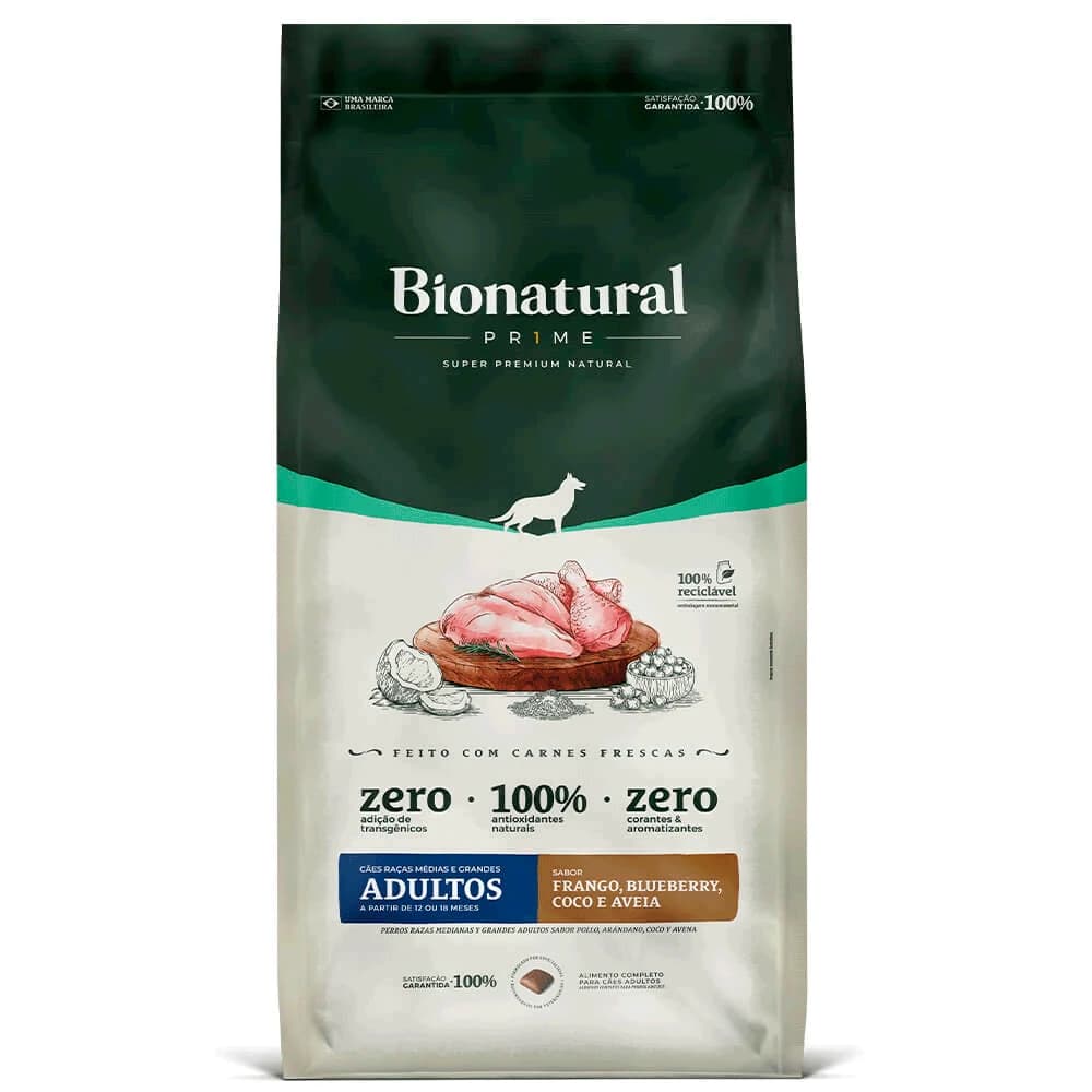 Ração Bionatural Prime Cães Raças Médias e Grandes Adultos Frango
