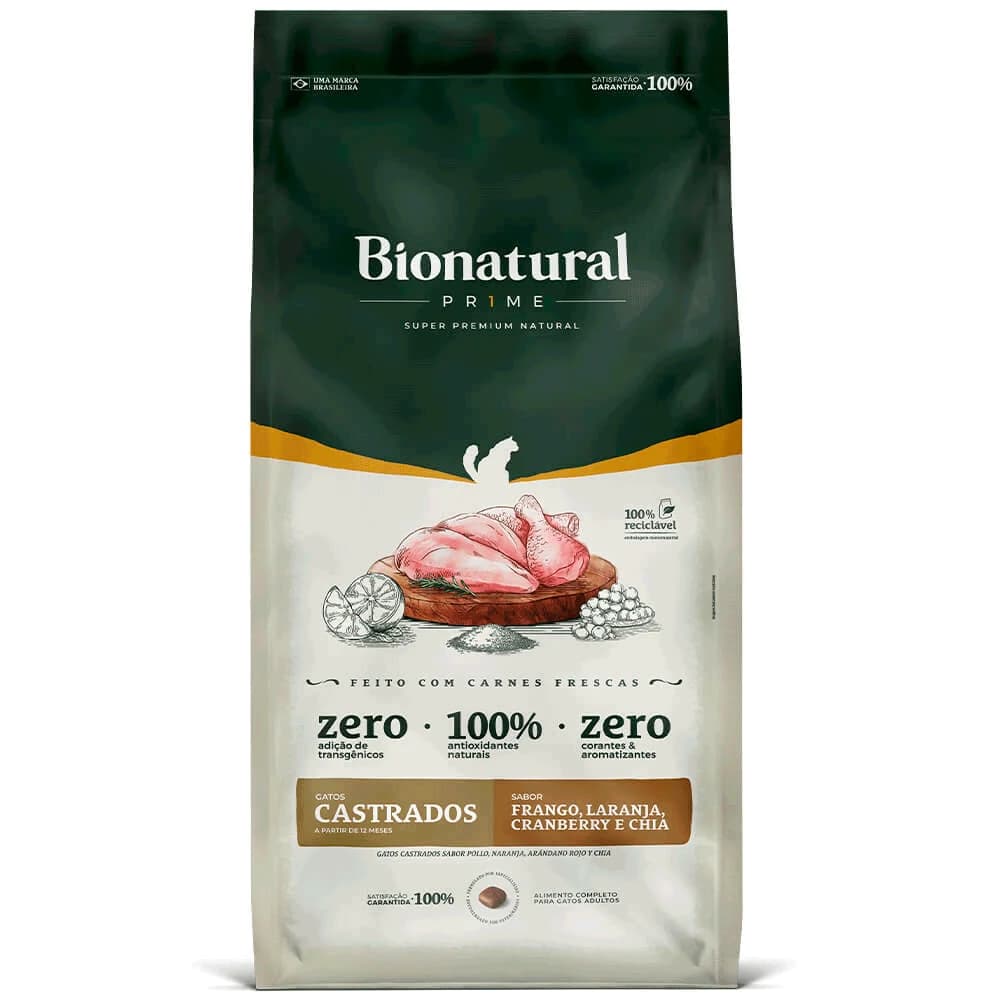 Ração Bionatural Prime Gatos Castrados Frango 20kg