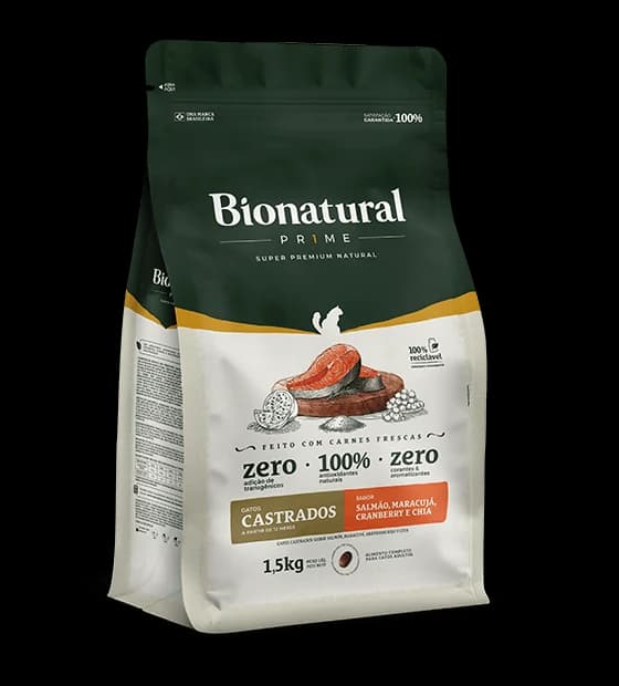 Ração Bionatural Prime Gatos Castrados Salmão 1,5kg