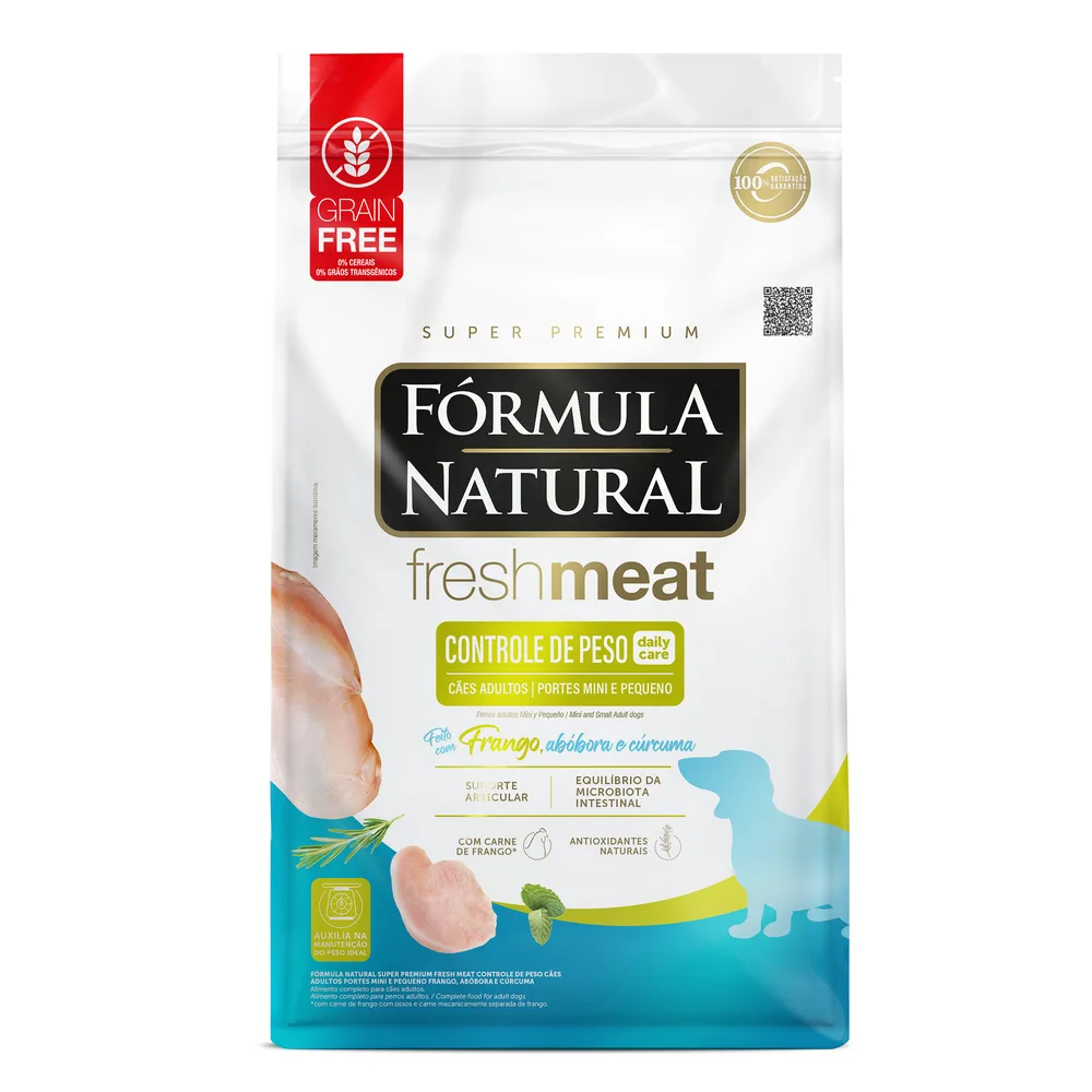 Ração Fórmula Natural Fresh Meat Controle de Peso Cães Adultos Portes Mini e Pequeno Frango, Abóbora e Cúrcuma 10,1kg