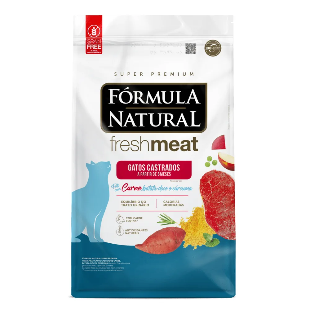 Ração Fórmula Natural Fresh Meat Gatos Castrados Carne, Batata-doce e Cúrcuma 10,1kg