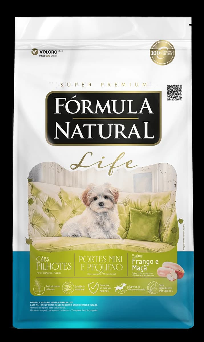 Ração Fórmula Natural Life Cães Filhotes Portes Mini e Pequeno Frango e Maçã 15kg