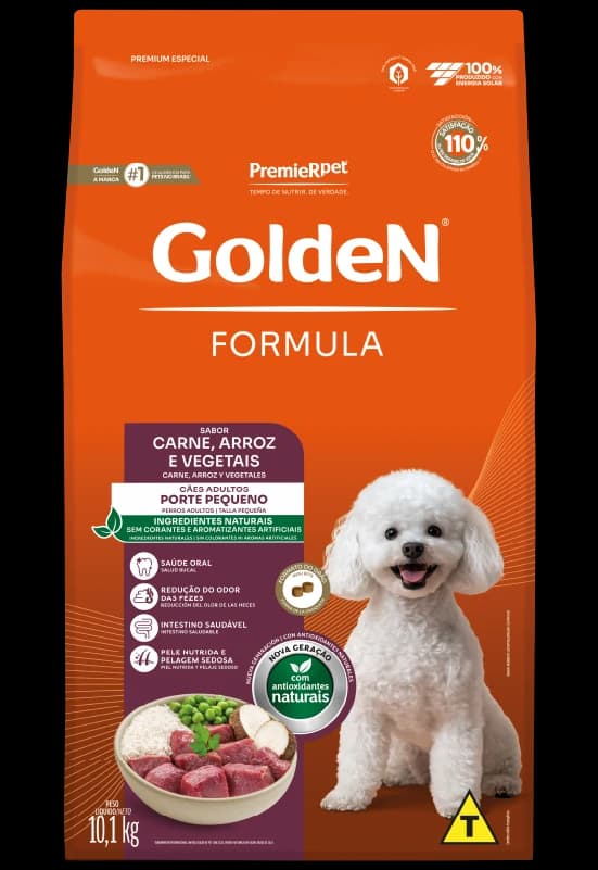 Ração Golden Fórmula Mini Bits Cães Adultos Porte Pequeno Carne, Arroz e Vegetais 15kg