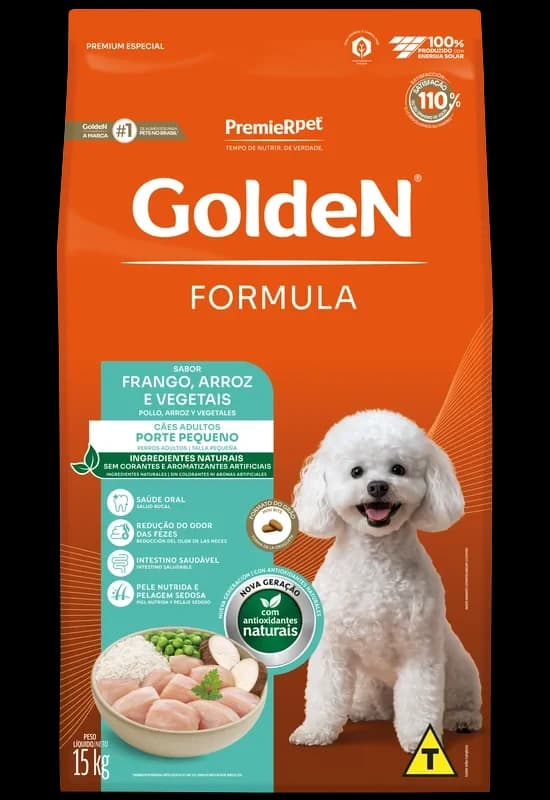 Ração Golden Fórmula Mini Bits Cães Adultos Porte Pequeno Frango, Arroz e Vegetais 3kg