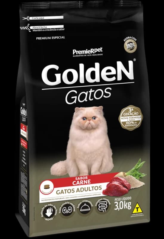 Ração Golden Gatos Adultos Carne
