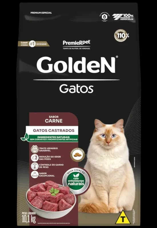Ração Golden Gatos Castrados Carne