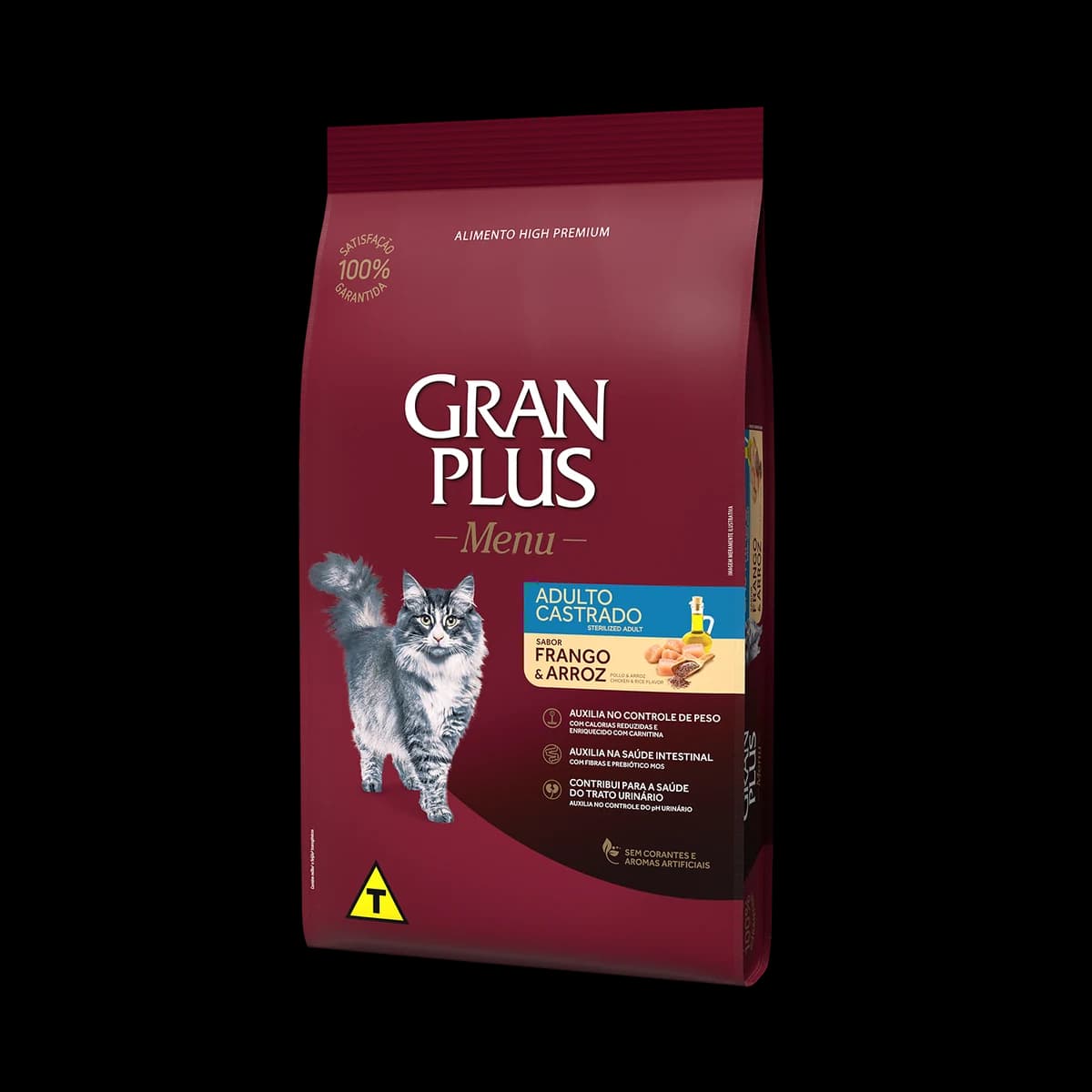 Ração GranPlus Menu Gatos Adultos Castrados Frango e Arroz