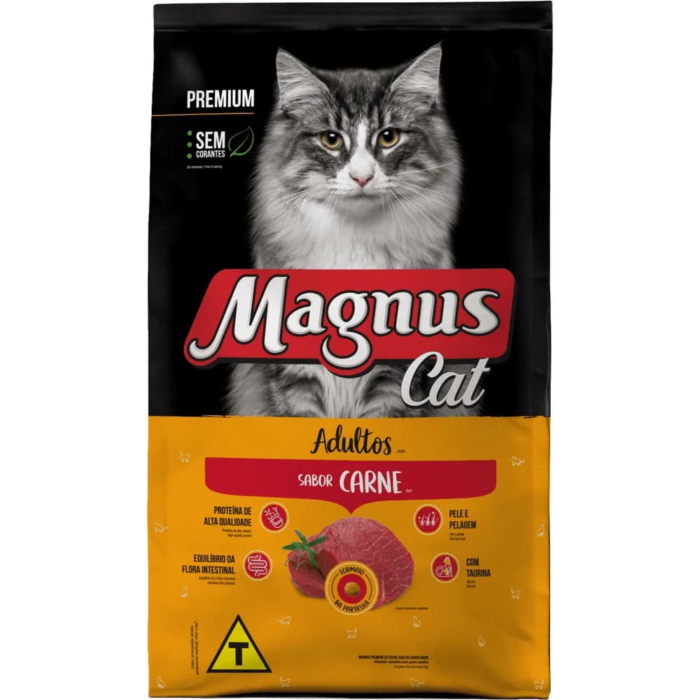 Ração Magnus Cat Premium Gatos Adultos Carne 10,1kg