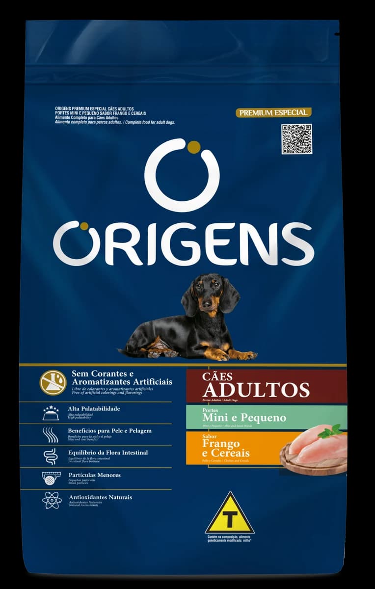 Ração Origens Cães Adultos Portes Mini e Pequeno Frango e Cereais 15kg