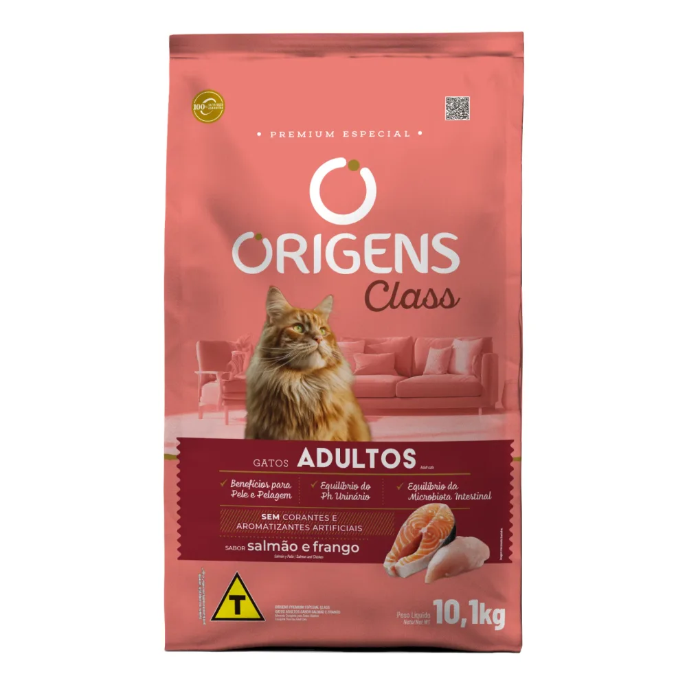 Ração Origens Class Gatos Adultos Salmão e Frango 10,1kg