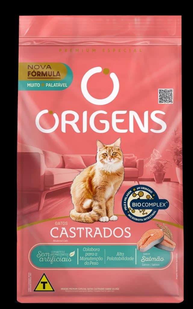 Ração Origens Gatos Castrados Salmão 10,1kg