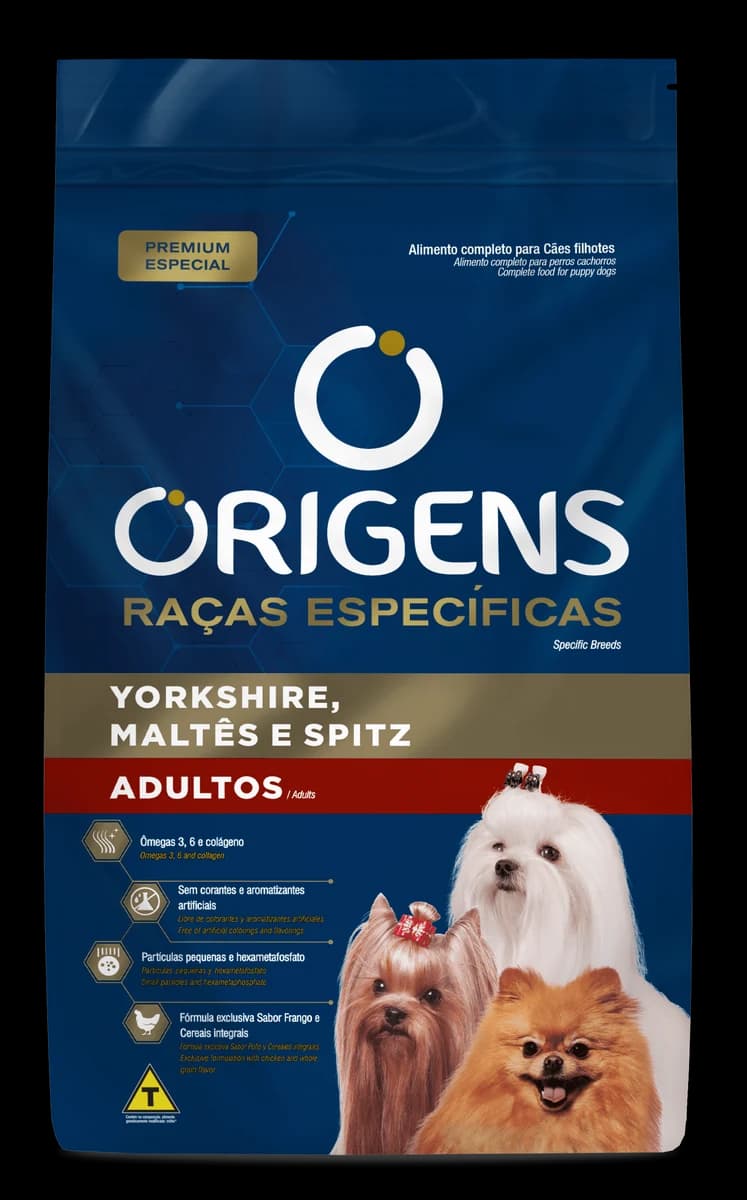 Ração Origens Raças Específicas Cães Adultos Yorkshire, Maltês e Spitz 1kg