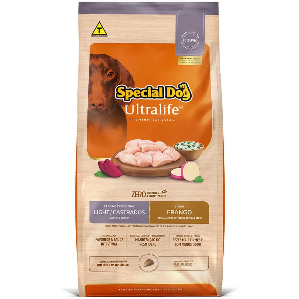 Ração Special Dog Ultralife Cães Raças Pequenas Light e Castrados Frango 10,1kg