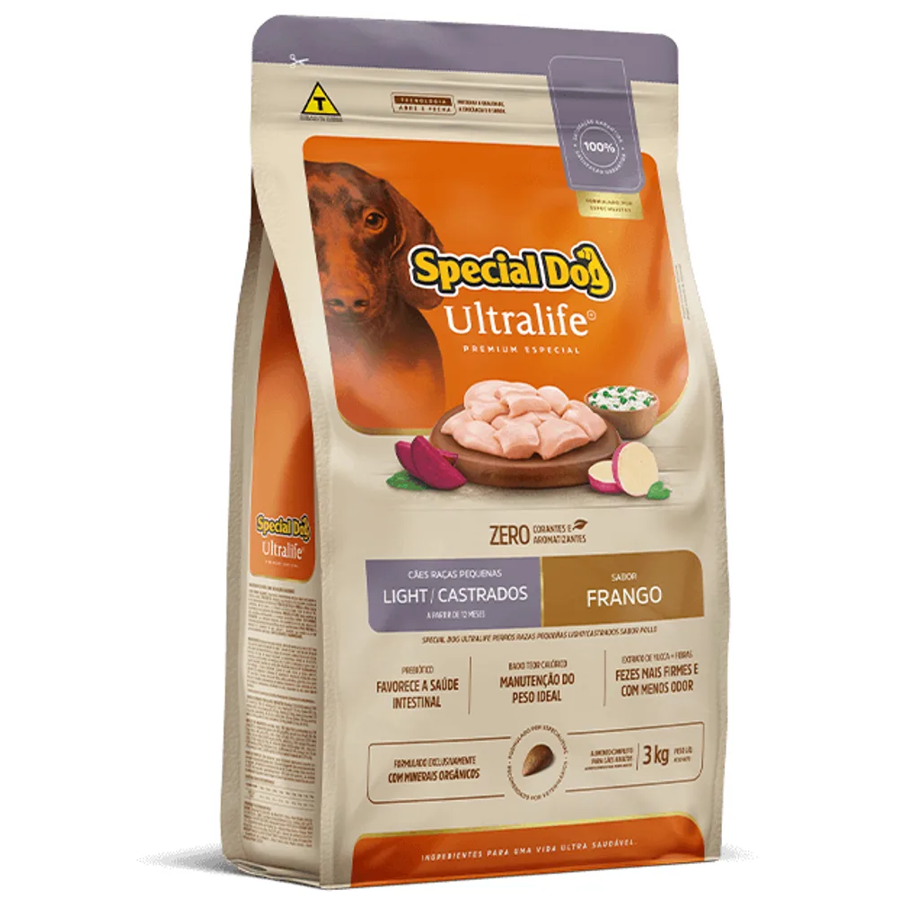 Ração Special Dog Ultralife Raças Pequenas Light e Castrados Frango 1kg