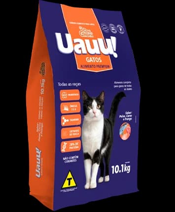 Ração UauU Gatos Todas as Fases Peixe, Carne e Frango 10,1kg