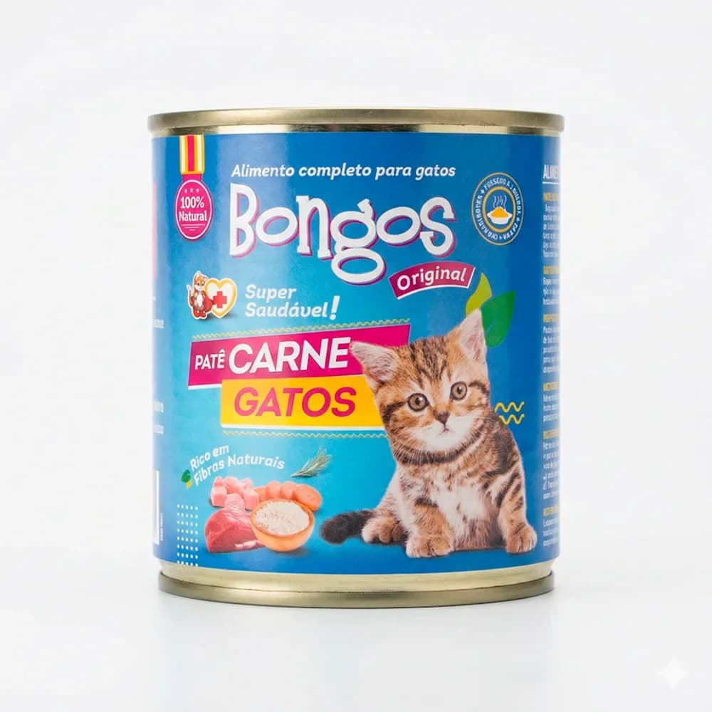 Ração Úmida Bongos Lata Gatos Adultos Patê de Carne 280g