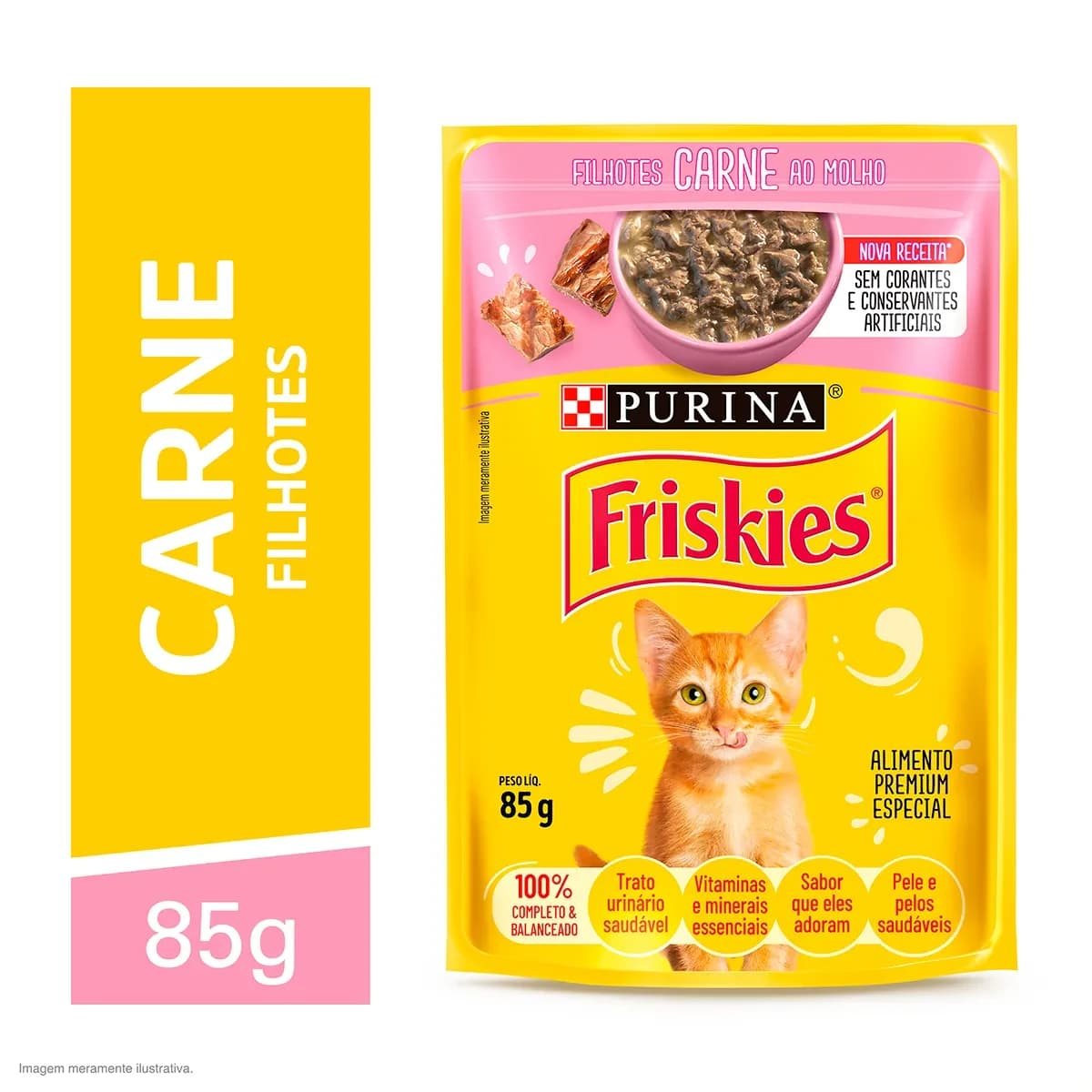 Ração Úmida Friskies Gatos Filhotes Carne ao Molho Sachê 85g