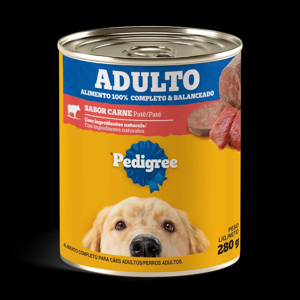 Ração Úmida Pedigree Lata Cães Adultos Carne Patê 280g