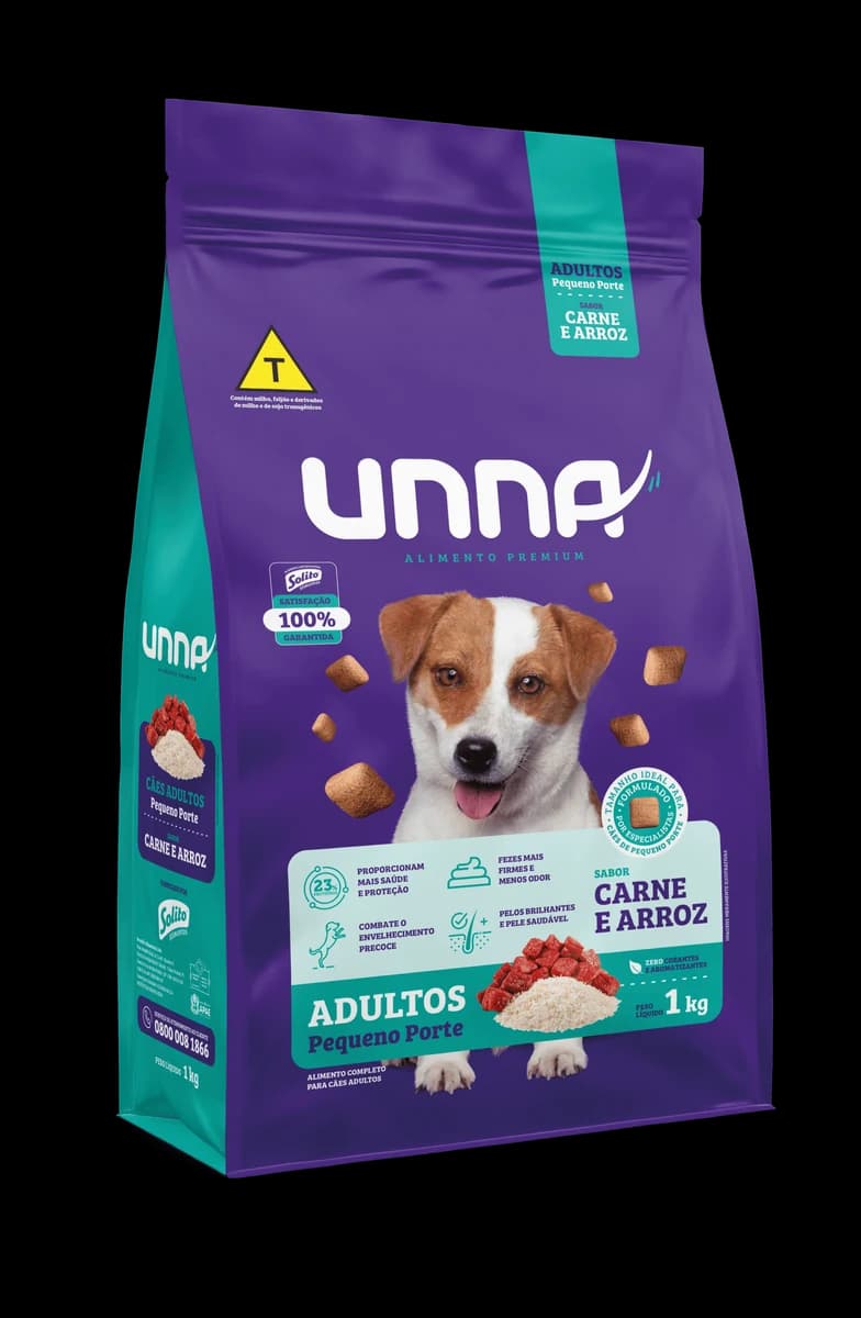 Ração Unna Cães Adultos Pequeno Porte Carne e Arroz