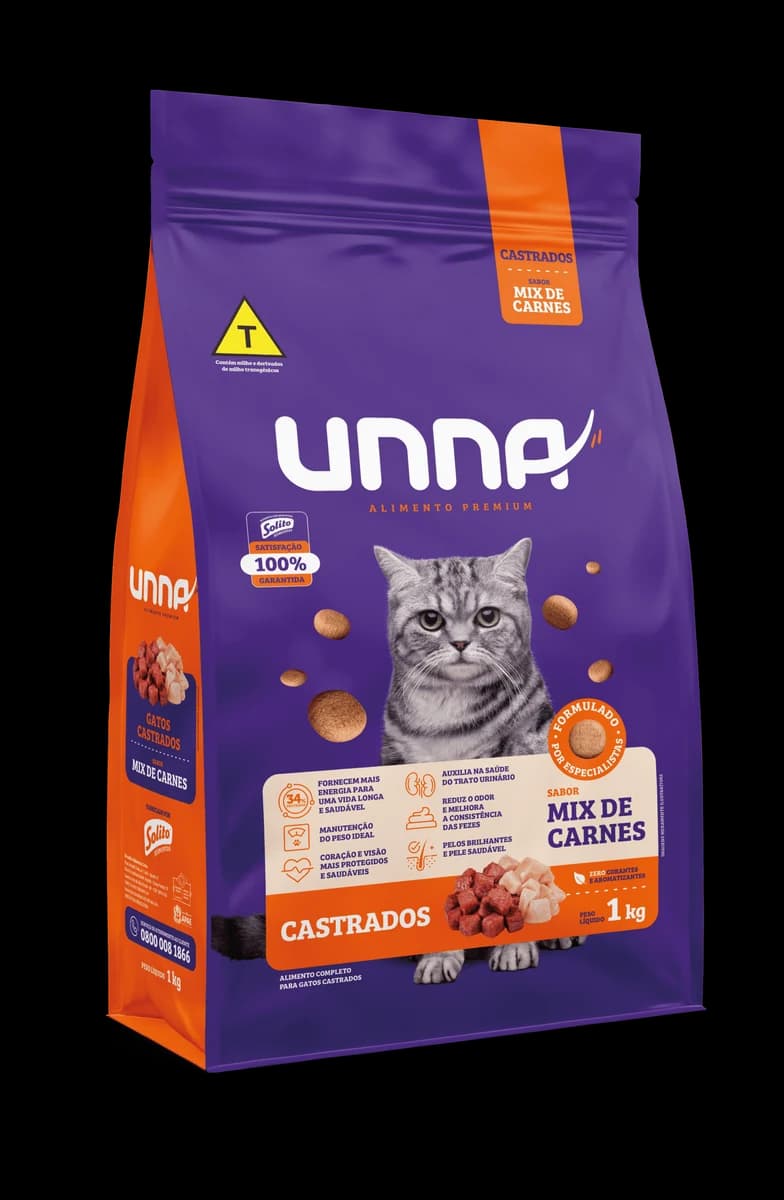 Ração Unna Gatos Castrados Mix de Carnes 10,1kg