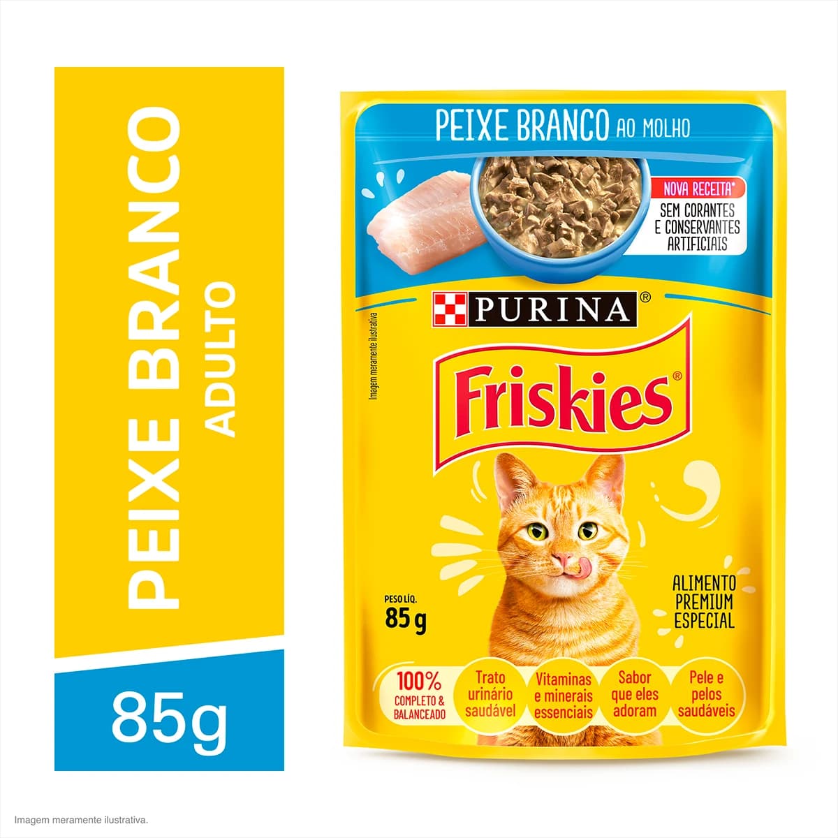 Sachê Friskies Gatos Adultos Peixe Branco ao Molho 85g