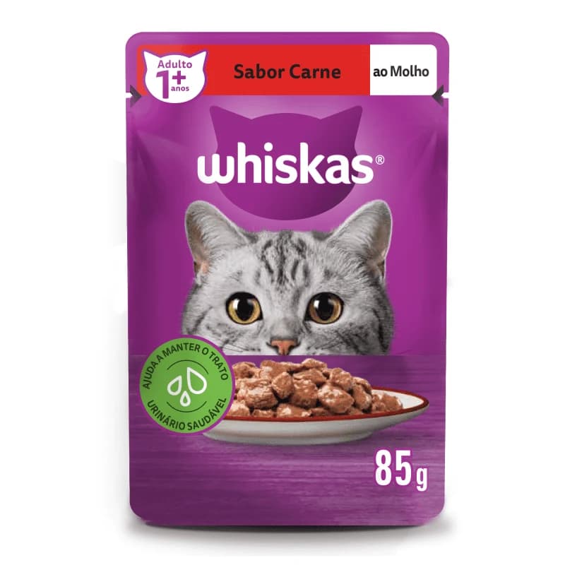 Sachê Whiskas Gatos Adultos Carne ao Molho 85g