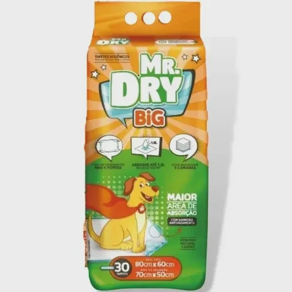 Tapete Higiênico Mr Dry Big 80x60cm 30 Unidades
