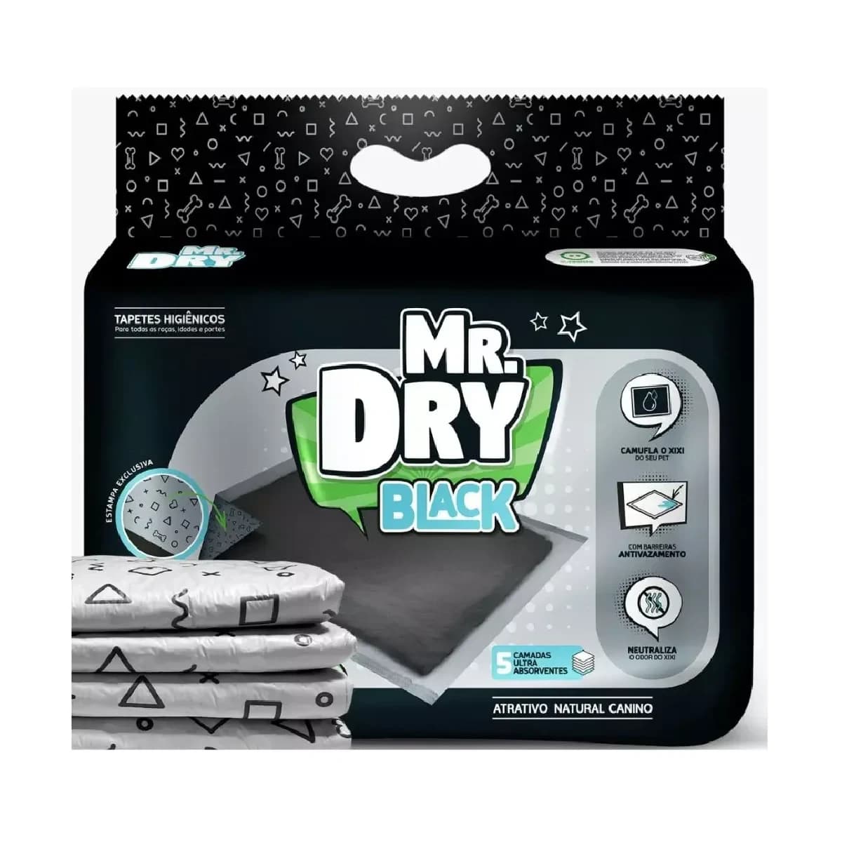 Tapete Higiênico Mr Dry Black 80x60cm 30 Unidades