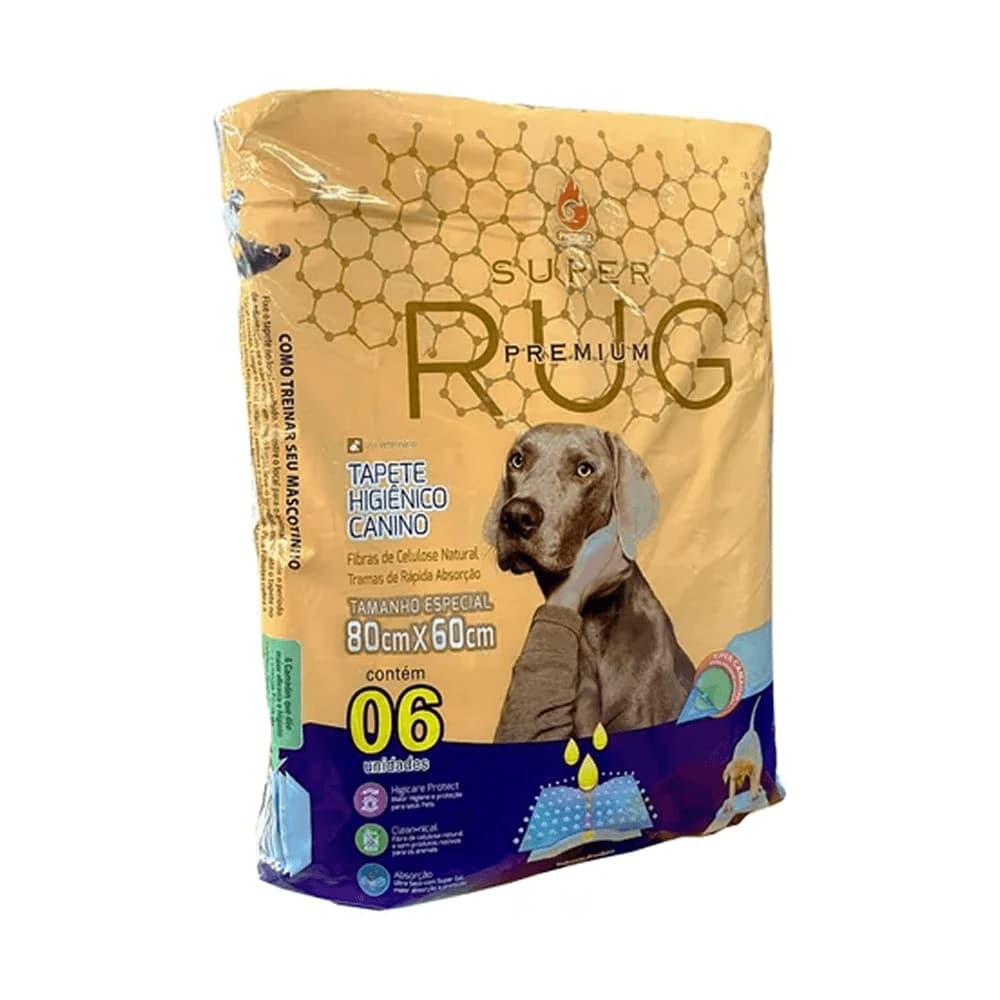 Tapete Higiênico Super Rug 80x60cm 6 Unidades